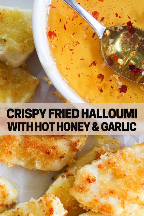 Halloumi Bites, Halloumi Cheese Recipes, Halloumi Recipes, Haloumi Recipes, Fried Halloumi, Midnight Snack, Hot Honey, Honey Recipes, Air Fryer Recipes Healthy