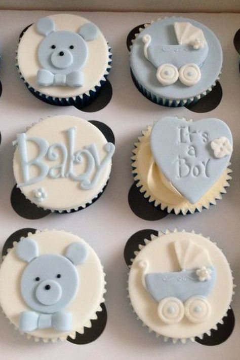 Cupcakes Videos, Boy Cupcakes, Baby Shower Cupcakes For Boy, Baby Shower Desserts Boy, Baby Boy Cupcakes, Gateau Baby Shower, Cupcakes For Boys, Baby Cupcake, Shower Desserts