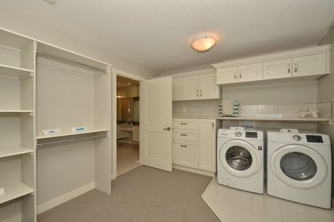 Laundry Room Family Closet Combo, Small Walk In Closet With Washer And Dryer, Walk In Closet Ideas With Washer Dryer, Master Closet With Washer And Dryer Floor Plans, Master Closet Design With Laundry, Closet With Laundry Room Master, Washer And Dryer In Master Closet, Walk In Closet With Washer And Dryer, Family Closet Laundry Room