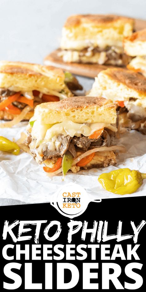 Beef Peppers And Onions, Cheese Steak Sliders, Keto Philly Cheesesteak, Steak Sliders, Philly Cheesesteak Sliders, Philly Cheese Steak Sandwich, Cheesesteak Sliders, Steak Sandwich Recipes, Philly Cheese Steak Sliders