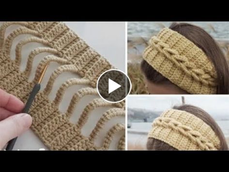 ETUS DIY is a blog web site that have DIY videos Crochet Hat Band Free Pattern, Crochet Headband Tutorial, Easy Crochet Headbands, Cable Headband, Bandeau Au Crochet, Fast Crochet, Crochet Bandana, Christmas Hats, Crochet Cable