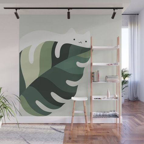 Buy Cat and Plant 12C Wall Mural by ilovedoodle. Worldwide shipping available at Society6.com. Just one of millions of high quality products available. Cat Gesture, Cat Mural, Yard Art Crafts, Jungle Mural, Cat Hug, Hand Painted Cat, Bedroom Murals, Wall Drawing, Room Paint Colors