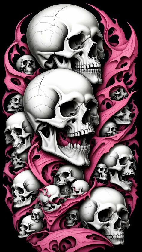 Pink Flamin' Skulls Pastel Skull Wallpaper, Pink Skull Wallpaper, Girly Skull Tattoos, Skull Wallpaper Iphone, Skull Artwork Illustrations, Skull Background, Skull Graffiti, Girly Skull, Skull Tattoo Flowers