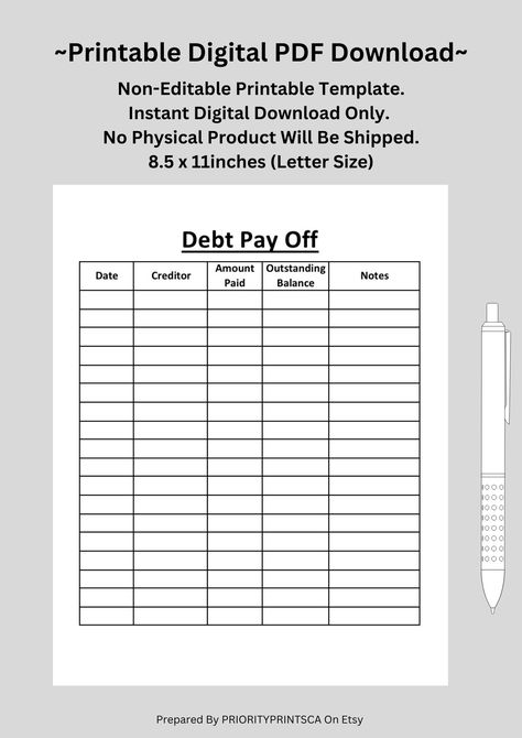 Excited to share the latest addition to my #etsy shop: Printable Debt Pay Off, Debt Tracker, Debt Snowball, Personal Finance Log https://etsy.me/3GgOkns #debttracker #debtpayoff #debtsnowball #personalfinances #moneytracker #budget #priorityprintsca More Organized Life, Business Tax Deductions, Donation Form, Business Printables, Debt Tracker, Small Business Organization, Debt Snowball, Receipt Template, Business Tax