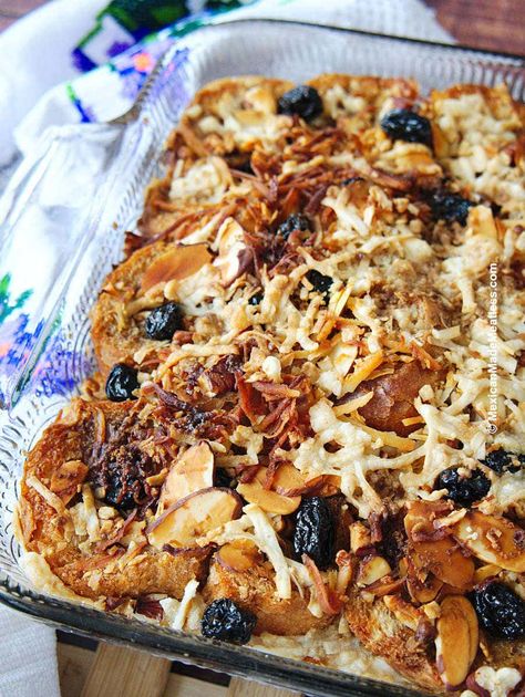 Easy Capirotada Recipe: Mexican Bread Pudding Made Vegan | Mexican Made Meatless™ Bread Pudding Mexican Style, Easy Capirotada Recipe, Capirotada Recipe, Mexican Bread Pudding, Traditional Mexican Desserts, Mexican Sweet Breads, Mexican Bread, Recipe Mexican, Most Popular Desserts