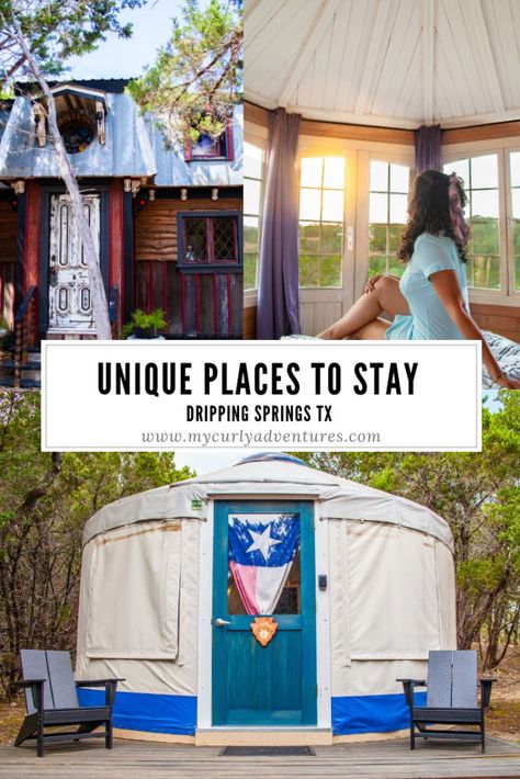 If you’re looking for something more luxurious, there are some places that will make you wonder if you’re even in the US. If you’re looking for something more budget friendly, you’re still able to get a one-of-a-kind experience! #texashillcountry #thingstodointhetexashillcountry #smalltowntexas #uniqueplacestostayintexas #glampingtexas #yurttexas #tinyhousetexas Unique Accommodation, Homesick Texan, Dripping Springs Texas, Amazing Hotels, Usa Destinations, Dripping Springs, Family Destinations, Travel Plan, Unique Places