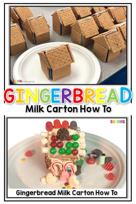 How to make a gingerbread milk carton house Milk Carton House, Carton House, Easy Gingerbread House, Graham Cracker Gingerbread House, Gingerbread Unit, Cracker House, Ginger Bread House Diy, Gingerbread Activities, Mini Gingerbread House