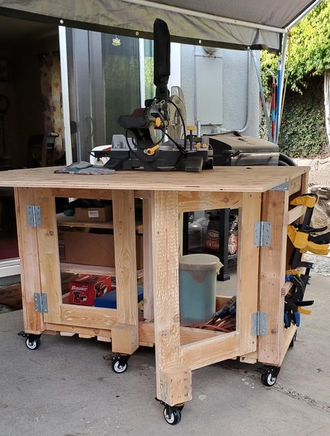 Drop Leaf Work Bench, Folding Saw Table, Workbench On Wheels Diy, Adjustable Work Bench, Foldable Work Bench, Diy Folding Workbench, Moveable Workbench, Collapsible Workbench, Compact Workbench