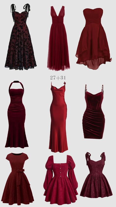 #Darkred #dresses #women Dark Red Dresses Classy, How To Style A Red Dress, Dark Color Dresses, Dark Red Dress Long, Burgundy Dress Outfit, Burgundy Red Dress, Dark Red Dress, Deep Red Dress, Dark Red Dresses