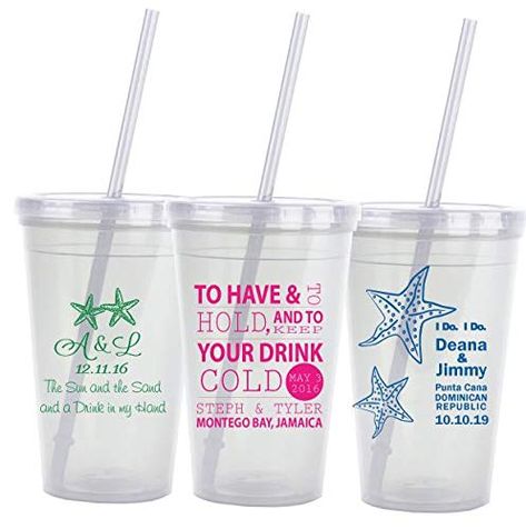 Beach Birthday Decorations, Wedding Favors Beach, Cup Favors Wedding, Destination Wedding Favors, Wedding Favors And Gifts, Favor Cups, Wedding Tumblers, Wedding Favors Cheap, Wedding Cups