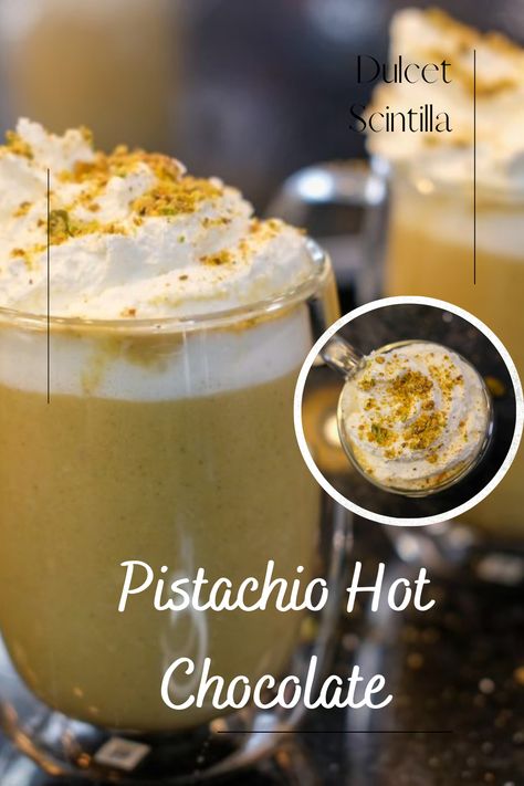 Pistachio hot chocolate is the best of both worlds. From the green slightly salted nuts to the warm chocolate….what’s not to love? Hot Pistachio Drink, Pistachio Hot Chocolate, Pistachio Drink, Gluten Free Hot Chocolate, Pistachio Milk, Salted Nuts, Hot Chocolate Drinks, Butter Coffee, Hot Coco