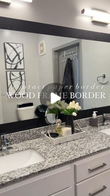 69K views · 8.5K likes | Alesha ♡ on Instagram: "Ms. Jack of all trades 😅 on a serious note everyone loved my bathroom so I did this mirror border in my second bath as well.   Comment “link” and I’ll send dm it to you!   Really quick project, renter friendly plus less than $10 you can’t beat that.   I did this mirror border in my second bathroom in less than 30 minutes. + filmed a step by step tutorial. Let me know if y’all want it & I’ll post it next.   *remember if you don’t follow me or have certain privacy settings you may not be able to see my messages. The direct link 🔗 can also be found in my bio   #diydecor #dıyproject #renterfriendly #homedecor #apartmentdecor #bathroomupdate #amazonmusthaves #amazonfinds" Bathroom Mirror Border Ideas Diy, Renter Friendly Bathroom Mirror Upgrade, Bathroom Mirror Border Ideas, Mirror Border Diy, Mirror Border Ideas, Framed Mirror Bathroom, Restroom Ideas, Mirror Upgrade, Decorative Bathroom Mirrors