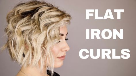 Curls Created with a Flat Iron 2 Flat Iron Curls Short Hair, Flat Iron Short Hair, Short Hair Styling, Styling Short Hair, Hair Styling Tips, Iron Curls, How To Have Style, Flat Iron Curls, How To Curl Short Hair