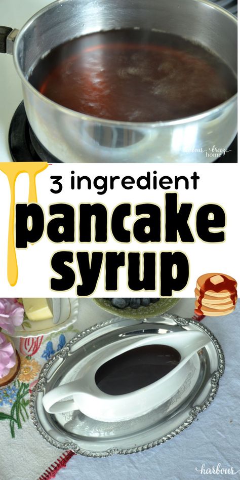 Syrup For Pancakes, Homemade Pancake Syrup, Pancake Syrup Recipe, Homemade Apple Juice, 3 Ingredient Pancakes, Easy Pancake, Homemade Pancake Recipe, Homemade Sauce Recipes, Pancake Syrup