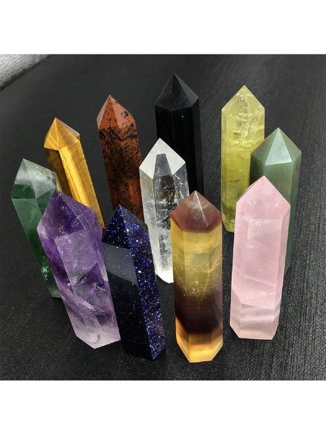 1pc Natural Healing Crystal Point, Crystal Obelisk, Gemstone Wand For Home Decoration Clear Quartz,Strawberry,Opalite,Green Aventurine,Rose Quartz,Black Obsidian,Tiger Eye,Citrine,Amethyst,Howlite,Green Flourite,Yellow Flourite,Blue Sandstone,Sodalite,Red Obsidian,Silver Obsidian,Lapis Lazuli,Yellow Smelting Stone,Blue Smelting Stone,Red Smelting Stone    Rhodochrosite     Home Decor, size features are:Bust: ,Length: ,Sleeve Length: Red Obsidian, Silver Obsidian, Feng Shui Decor, Blue Sandstone, Stone Houses, Stone Decor, Black Obsidian, Quartz Rose, Crystal Points