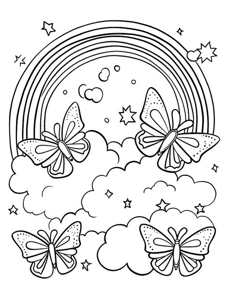 Cute Coloring Pages Butterfly, Rainbows Coloring Pages, Colouring Pages Butterfly, Coloring Sheets For Elementary, Printing Coloring Pages Free Printable, Free Printable Butterfly Coloring Pages, Coloring Page Butterfly, Printable Rainbow Coloring Pages, Butterfly Coloring Pages Free Printable Pictures