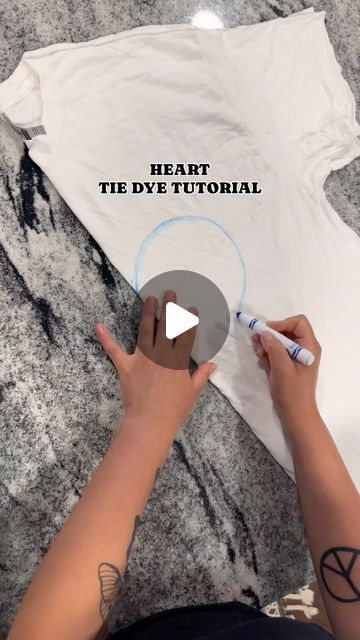 Tie Dye Shirts How To, Heart Tie Dye Tutorial, How To Heart Tie Dye, Tye Dye Red White And Blue Shirts, How To Make A Heart Tie Dye Shirt, How To Do Heart Tie Dye, Tye Dye Heart Pattern, How To Tie Dye Heart Pattern, Diy Tied Shirt