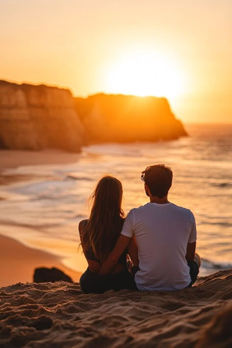 Discover the beauty of the Algarve with your partner. Relax on golden beaches, explore charming villages, and enjoy romantic sunsets by the sea. 🏖🌅💙 #AlgarveRomance #SeasideEscape #PortugalLove Asthetic Picture Relationship, Travelling With Partner, Travel With Partner, Sunset In Beach, Couple Walking On Beach, Couple Exploring, Couple On A Beach, Portugal Coast, Sea Couple