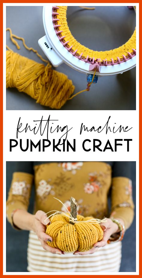 How to make a Knit Pumpkin Knitting Machine Hat Free Pattern, Addi Machine Patterns, Knitting Machine Pumpkin, Diy Knitting Machine, Yarn Ball Wreath, Addi Machine, Circular Knitting Patterns, Knit Pumpkins, Pumpkin Patterns Free