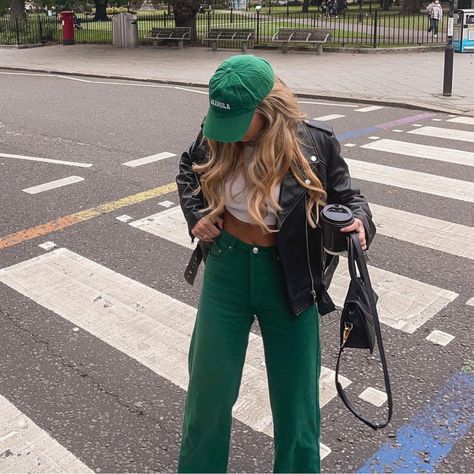 High Street Green Straight Leg Pants Jeans Summer Women Street Loose Fitting Mopping Pants - Green,XL Outfits Pantalon Verde, Green Straight Leg Pants, Green Jeans Outfit, Denim Pants Outfit, Green Pants Outfit, Looks Adidas, Outfits Con Jeans, Jeans Summer, Street Fits