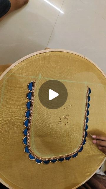 Thread Aari Work Designs, Aari Back Neck Designs For Blouses, Aari Hand Work Designs, Cut Beads Aari Work Design, Back Neck Designs For Blouses, Hand Work Design, Bead Embroidery Tutorial, Back Neck Designs, Simple Blouse Designs