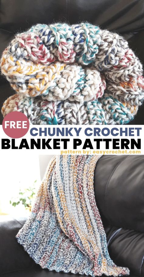 Free Chunky Crochet Blanket Pattern Super Bulky Crochet Blanket Pattern, Chunky Crochet Blanket Pattern Free, Super Bulky Crochet Blanket, Crochet Afghans Easy, Chunky Yarn Crochet Pattern, Chunky Crochet Throw, Chunky Blanket Pattern, Bulky Yarn Patterns, Bulky Yarn Crochet