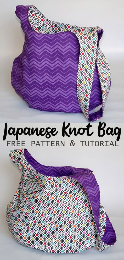 hand quilting ideas Japanese Bags Diy, Knot Bags Diy, Sewing A Bag Free Pattern, Free Knitting Bag Pattern, Japanese Purse Patterns, Sew Knitting Bag, Tote Bag Patterns To Sew Free, Reversible Bag Pattern Free, Reversible Tote Bag Pattern Free