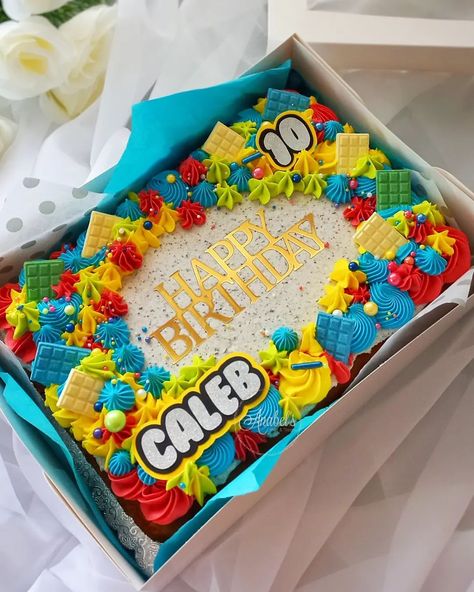 Anabel's Cakes and Treats 🇹🇹 | Lego inspired sheet cake for Caleb's 10th birthday 💛💙❤️ Sheet Cakes 💕 Available to order @anabelcancakeit 🇹🇹 Comes in different… | Instagram