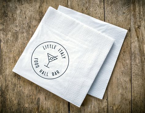 Little Italy Food Hall. Branded napkins by Gretchen Kamp in San Diego, CA. Restaurant Napkin Design, Branded Napkins, Restaurant Napkins, Napkin Designs, Bar Napkins, Astoria Queens, Web Logo, Beer Mats, Events Ideas