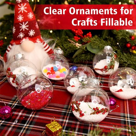 2Pcs 6/8/10cm Empty Christmas Tree Hanging Decora Round Ball Transparent Open Plastic Clear Ornament Clear Ornaments, Diy Party Supplies, Christmas Tree Hanging, Kids Ornaments, Diy For Kids, Christmas Tree, Party Supplies, Christmas