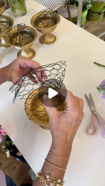 Luxury Wedding + Event Design Floral Studio on Instagram: "Helpful tip to hide your floral mechanics!  💐When working with shallow vases, don’t overthink how to add the chicken wire, just bend it in half and press it into the vase. 💐Tape the chicken wire down and then add water 💐Use flowers like Orlaya or Queen Anne’s Lace to camouflage the chicken wire, floral tape, and oasis. This works like a charm!   . . . #floraltips #floraltipsandtricks #howtohidechickenwire #shallowvases #flowertips #flowertipsandtricks #freshflowerbar #orlaya #queenanneslace #freshflowerbar #workingwithshallowvases #floralmechanics #greatflowertips" Wire Basket Floral Arrangements, Chicken Wire Floral Arrangements, Chicken Wire Floral Installation, How To Arrange Flowers, How To Arrange Flowers In A Vase, Chicken Wire Flowers, Flower Mechanics, Bridal Flower Arrangements, Luxury Flower Arrangement