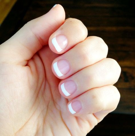 Shellac French Manicure... It's nice to see a pic with short nail beds!! Short Nail Beds, Shellac French Manicure, French Manicure Short Nails, Short Nail Bed, Nail Beds, Manicure Diy, Crazy Nails, Short Nail, Shellac Nails