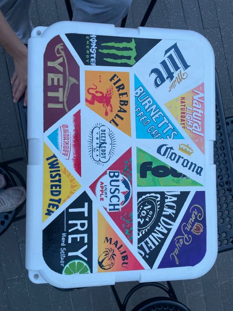 Beer Cooler Painting, Painted Frat Cooler Ideas, Frat Formal Coolers Funny, Fraternity Coolers Ideas, Frat Painted Cooler, Nashville Cooler Formal, Fraternity Formal Coolers, Formal Cooler Ideas Fraternity, Sigma Chi Frat Cooler