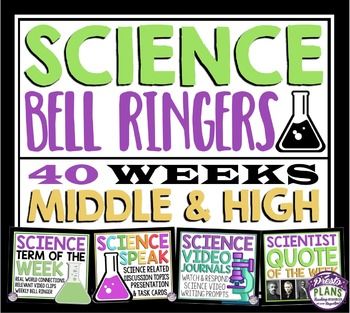 SCIENCE BELL RINGERS / WARM UPS Bell ringers are an excellent way to engage your students as soon as they walk into your classroom. Begin each of your middle or high school science classes with these daily warm-up routines! This comprehensive FULL YEAR Science Bell Ringers Middle School, Science Room Decor Classroom Ideas, Free Science Posters, Middle School Science Classroom Decor, Science Bell Ringers, High School Biology Classroom, High School Science Classroom, Science Websites, Sixth Grade Science