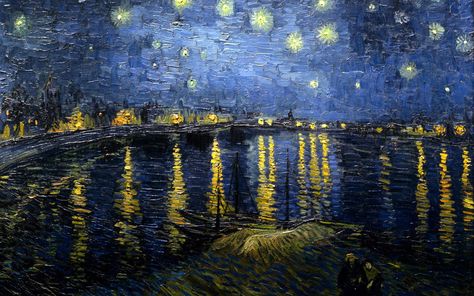 Traditional Artwork Vincent van Gogh Starry Night Over The Rhone #720P #wallpaper #hdwallpaper #desktop Tardis Starry Night, Starry Night Over The Rhone, Van Gogh Wall Art, Starry Night Painting, Night Sky Painting, Vincent Van Gogh Paintings, Arte Van Gogh, Edouard Manet, Star Painting