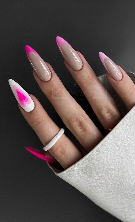 spring nails, nail ideas 2023, cute nails, latest nail designs, cute nail designs, spring nails colors, spring nail ideas, cute nail ideas Gel French Manicure, Nail Tip Designs, Heart Nail Designs, Simple Acrylic Nails, Classic Nails, Exotic Nails, Soft Nails, Metallic Nails, Almond Shaped