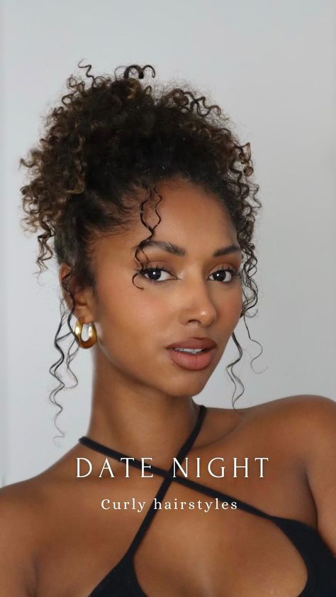 Curly Hairstyles for a Date night ✨ Your fav? . . . . . . . #curlyhair #hair #naturalhair #curls #curly #curlyhairstyles #curlygirl… | Instagram Curly Bun Natural Hair Black, Classy Curly Hairstyles For Black Women, Up Do Curly Hairstyles For Black Women, Natural Curly Hairstyles Mixed Biracial Hair, Natural Hair Prom Hairstyles Curly, Natural Curly Updo Black Women, Easy Updos Curly Hair, How To Do A Curly Updo, Natural Hairstyles For Date Night