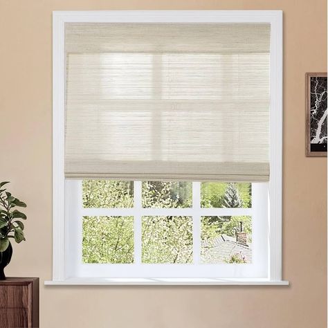 Amazon.com: TWOPAGES Cordless Roman Shade, Light Filtering Woven Bamboo Blinds for Windows, Custom Natural 100% Ramie Roman Shade for Interior Windows, Coconut, 1 Shade : Home & Kitchen Cordless Shades, Light Filtering Window Treatments, Bamboo Roman Shades, Cordless Blinds, Light Filtering Shades, Cordless Roman Shades, Privacy Shades, Window Casing, Wall White