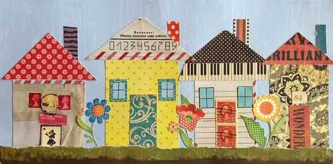 Fun way to use paper scraps -- House collage by B-Kay, via Flickr Collage Houses, Collage House, Scrapbook Paper Projects, House Collage, Side Ideas, Art Houses, Shape Collage, Collage Scrapbook, Paper Collage Art