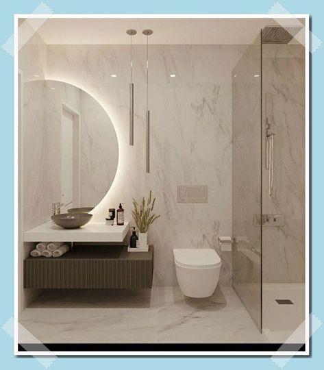 Contemporary Bathroom Ideas Luxury Homes, Modern Carrera Marble Bathroom, Bathroom Interior Design Luxury White, Elegant Bathroom Luxury Modern, Small Washroom Design, Modern Washroom, Modern Washroom Design, تصميم دورة مياه, Bathroom Interior Design Luxury