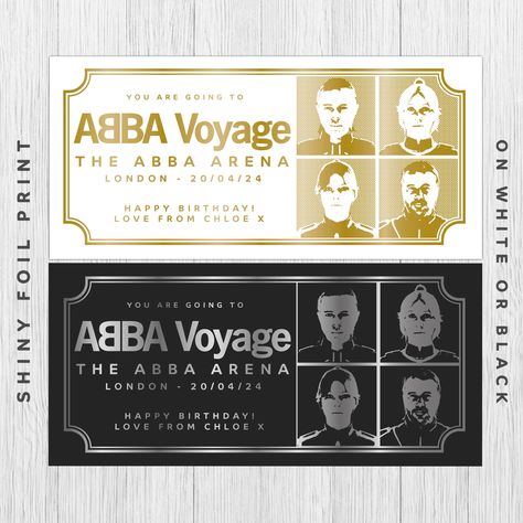 Abba Voyage, Concert Ticket, House Graphic, Pink Foil, Blue Foil, Birthday Box, Bob Ross, Card Birthday, Concert Tickets