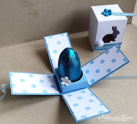 Stempeleinmaleins: Oster-Explosionsbox Easter Gift Boxes, Exploding Box Card, Exploding Boxes, Easter Projects, Explosion Box, Easter Treats, Appreciation Gifts, Easter Cards, Stamping Up