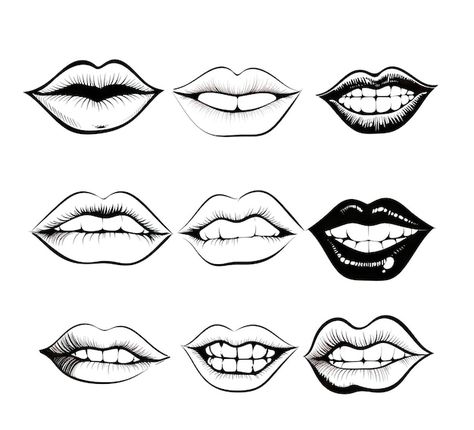 Smiling Lips Sketch, Sketch Black And White, Lips Sketch, Logo Desing, Lips Drawing, Stationery Templates, Business Card Maker, Flyer Maker, Poster Maker