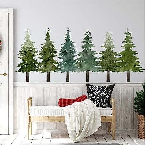 Amazon.com: Watercolor Pine Tree Wall Decals Peel and Stick Large Tree Wall Sticker Tree Branches Wall Decal Forest Tree Wall Stickers for Living Room Bedroom Woodland Nursery Decor : Baby Wall Stickers For Nursery, Christmas Tree Wall Decal, Watercolor Pine Tree, Guest Room Office Combo, Forest Wall Decals, Tree Wall Decals, Tree Branch Wall, Christmas Tree Wall, Animal Wall Decals