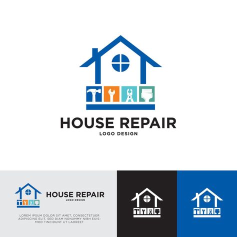 Home Repair Logo Design with simple and flat style Suitable for House repair Company or contractors House Repair Logo, Repair Logo Design, Home Repair Logo, Renovation Logo, Business Llc, Handyman Logo, Slayer Tattoo, House Repair, House Logo Design