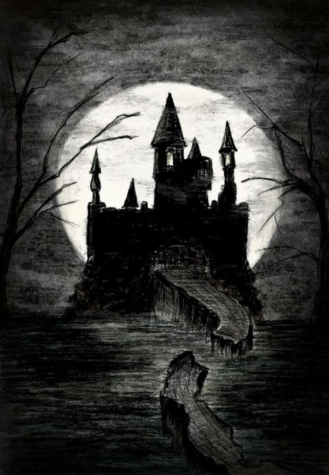 castle by DariaKuznetsova Castle Silhouette, Castle Tattoo, Castle Drawing, Dark Castle, Gothic Castle, Black Castle, Haunted Castle, رعب نفسي, Castle Art