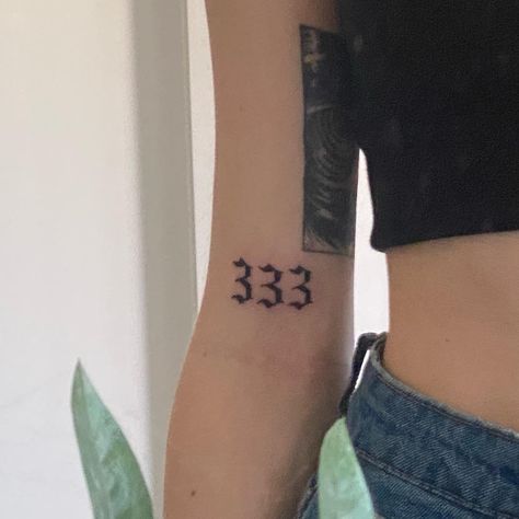 888 Tattoo Placement, Angel Number Tattoo Placement Ideas, Number Tattoo Placement Ideas, Angle Number Tattoo Ideas, 333 Tattoo Design, Angel Number 333 Tattoo, Angle Numbers Tattoo, Angel Number Tattoo Placement, 333 Tattoos