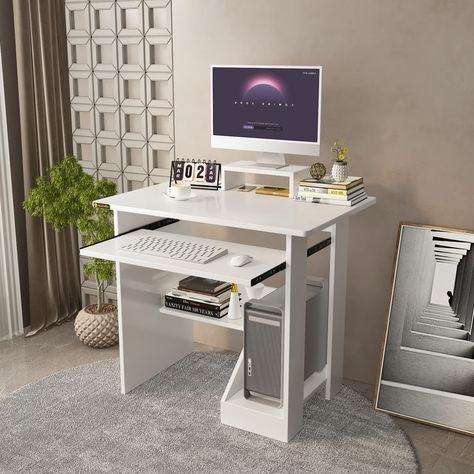 PRICES MAY VARY. 【Designed For Multi-Purpose】Size: 29.53"D x 17.72"W x 30"H. Weight:27lbs. This computer desk provides with a large enough space for work and study that makes it a perfect choice for a study desk, computer desk, home office desk, gaming desk. 【Versatile Functionality】: This desk serves as a dedicated workspace for your computer, laptop, or writing tasks. It provides enough room for a monitor, keyboard, mouse, and other peripherals. The spacious tabletop allows for comfortable mul Small Study Table, Desks Ideas, Desk For Small Spaces, Desktop Computer Desk, Small Writing Desk, Desk Gaming, Desk Small, Desk With Keyboard Tray, Wood Office Desk