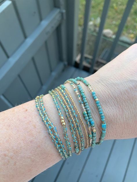 Seed Bead Bracelets Diy, Wrap Armband, Aqua Beads, Turquoise Bead Bracelet, Beaded Wrap Bracelets, Beaded Wraps, Beaded Bracelets Diy, Bead Bracelets, Seed Bead Bracelets