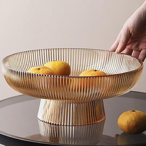 Amazon.com: Xeiwagoo Glass Fruit Bowl,Large Decorative Glass Bowl,Decorative Pedestal Bowl for Table Décor,Fruit Bowl for Kitchen Counter Decor (Amber) : Home & Kitchen Gold Fruit Bowl, Snack Bowl Ceramic, Pretty Fruit Bowl, Kitchen Island Decoration, Dining Table Fruit Bowl, Fruit Bowl Aesthetic, Kitchen Fruit Bowl, Fruit Bowl Decor, Fruit Bowl Kitchen